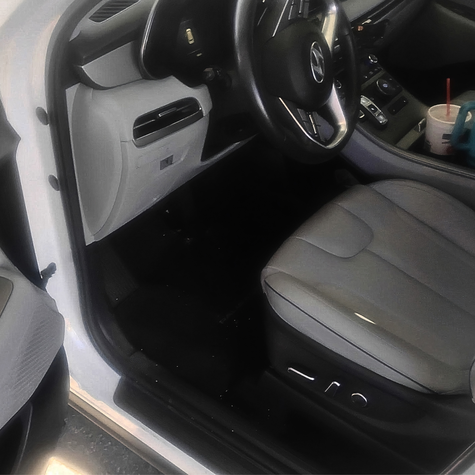 Same car interior spotless after an interior deep clean
