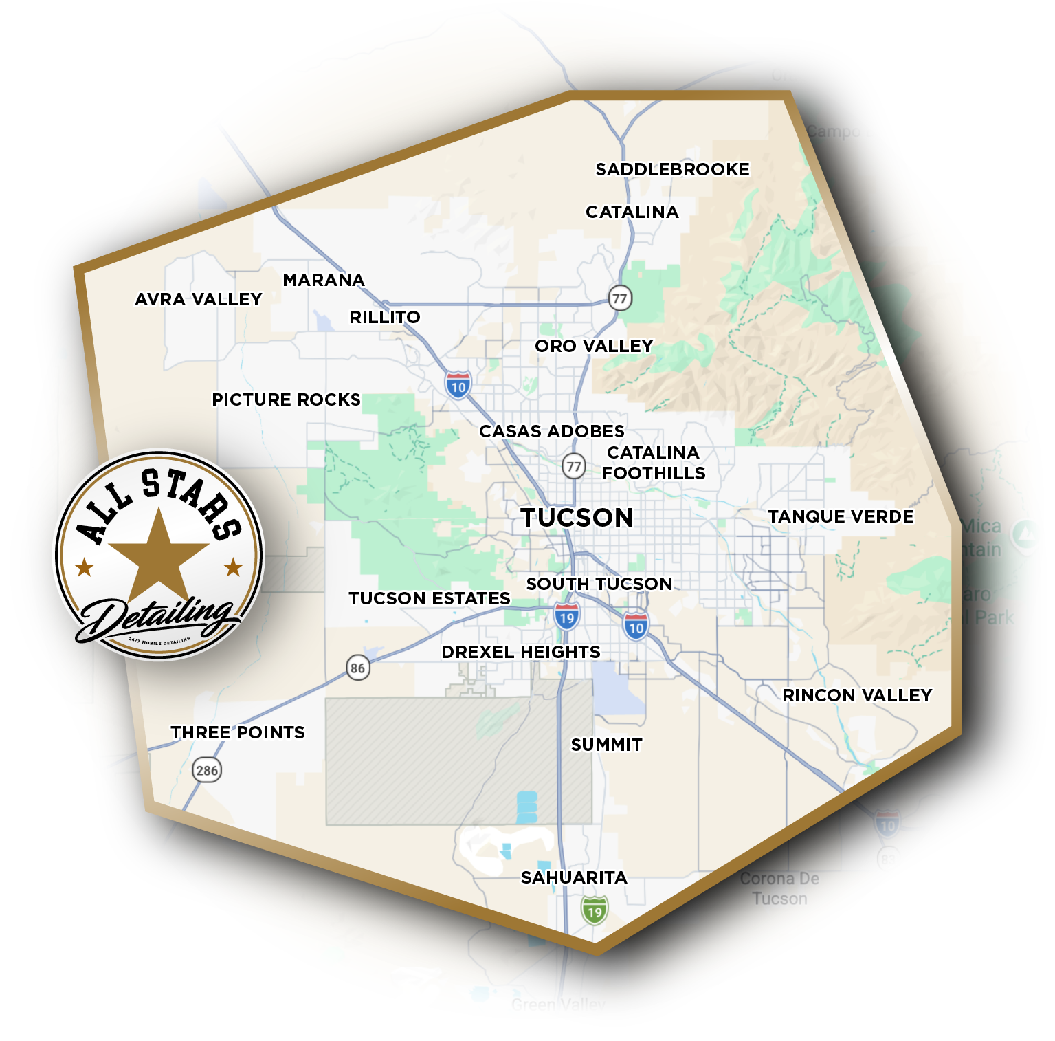 Map of the Tucson service area